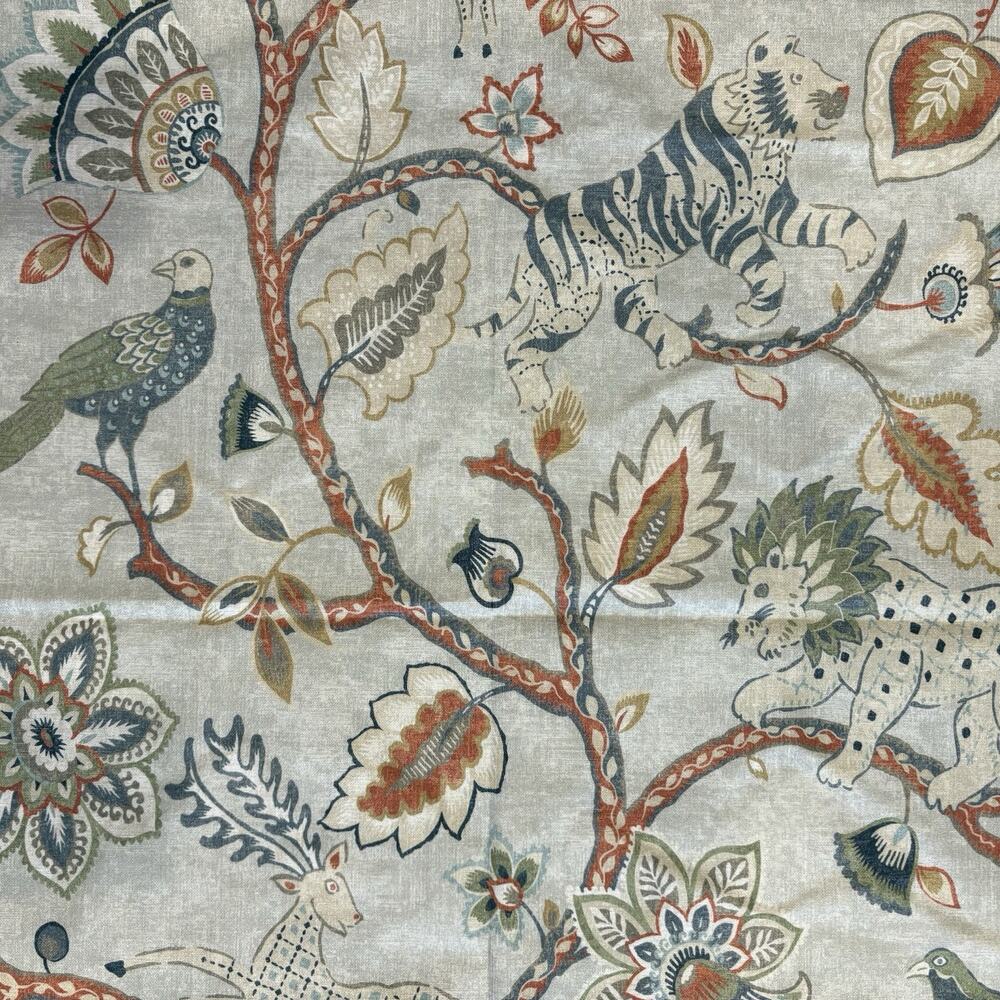 Belle Maison Fabric Jonah Pewter Jungle Drapery Upholstery Pillows 54" x‎ 45"
